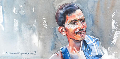 Portrait Series 124|R. Rajkumar Sthabathy- Water Color on Paper, 2012, 7.5 x 15 inches