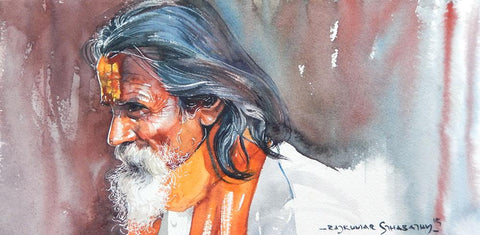 Portrait Series 129|R. Rajkumar Sthabathy- Water Color on Paper, 2012, 7.5 x 15 inches