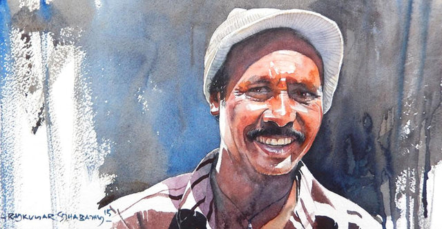 Portrait Series 130|R. Rajkumar Sthabathy- Water Color on Paper, 2012, 7.5 x 15 inches