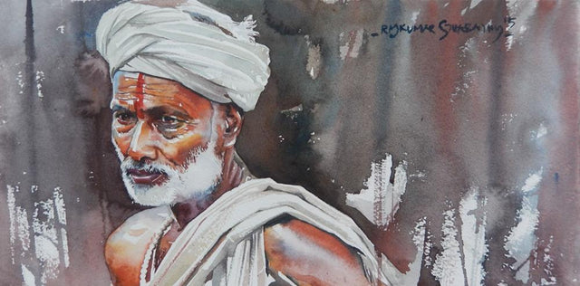 Portrait Series 132|R. Rajkumar Sthabathy- Water Color on Paper, 2012, 7.5 x 15 inches