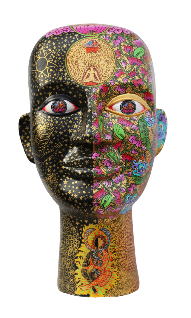 Dhyana|Seema Kohli- Acrylic colors on fiberglass sculpture, 2020, 7 x 16 x 6 inches