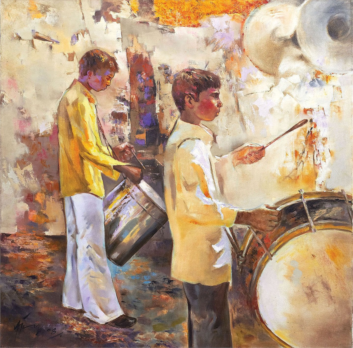 Drummer 12|Ajay Deshpande- Oil on Canvas, 2008, 36 x 36 inches