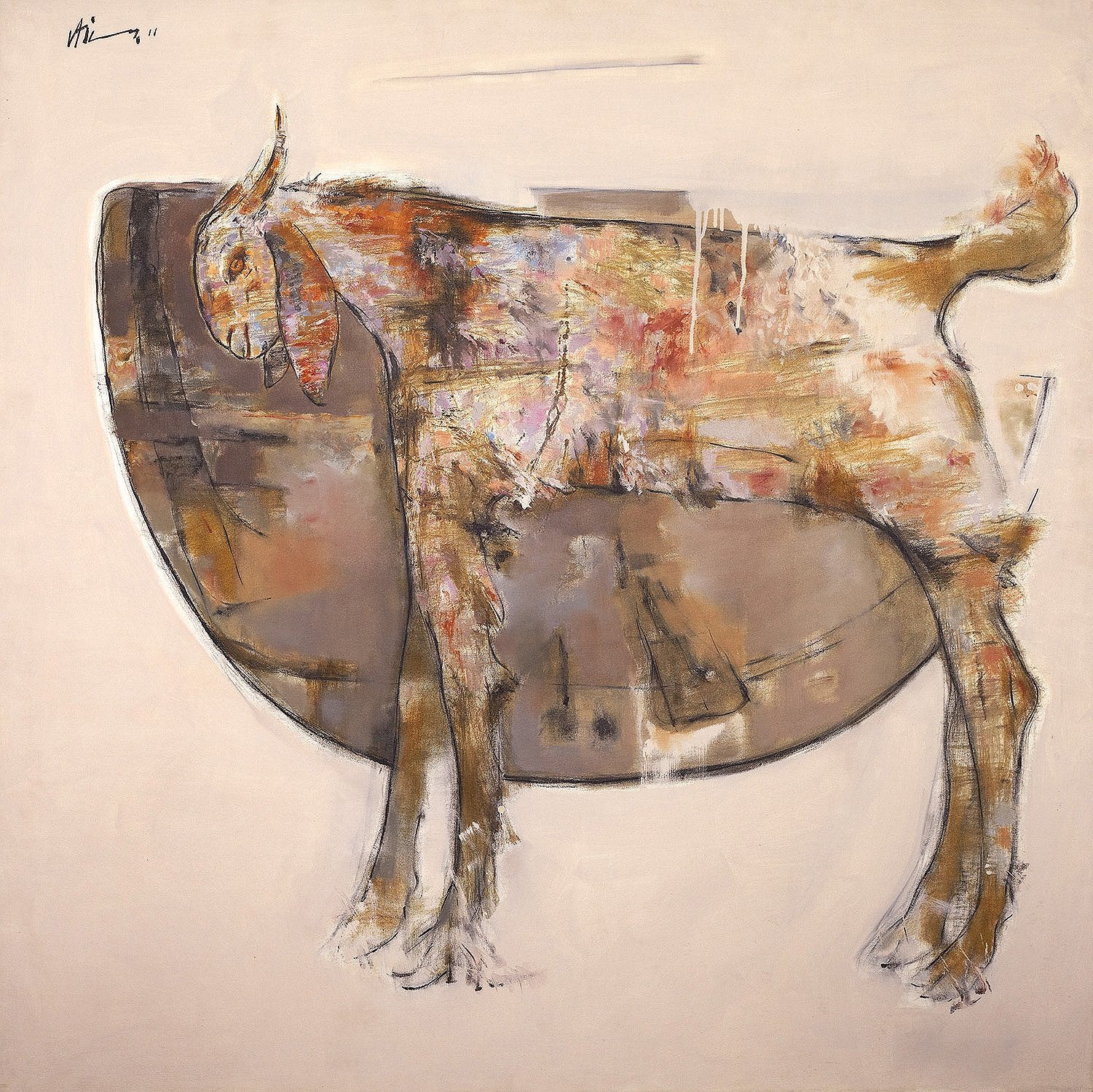 The wild goat 2|Ajay Deshpande- Oil on Canvas, 2011, 48 x 48 inches