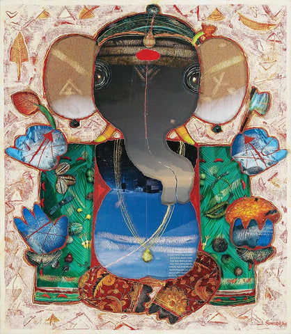 Ganesha|G. Subramanian- Mixed Media on Canvas, 2016, 22 x 18 inches