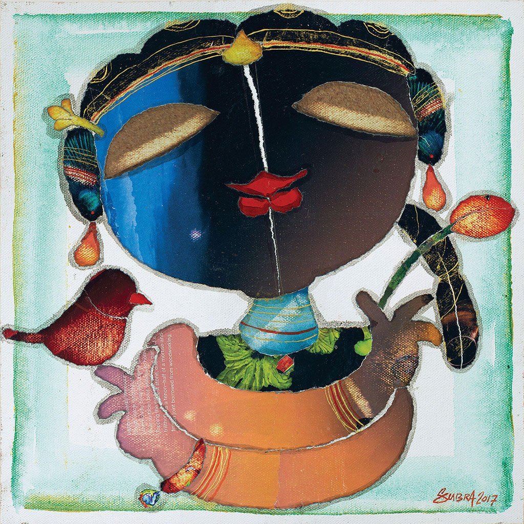 Radha|G. Subramanian- Mixed Media on Canvas, 12 x 12 inches, 2017