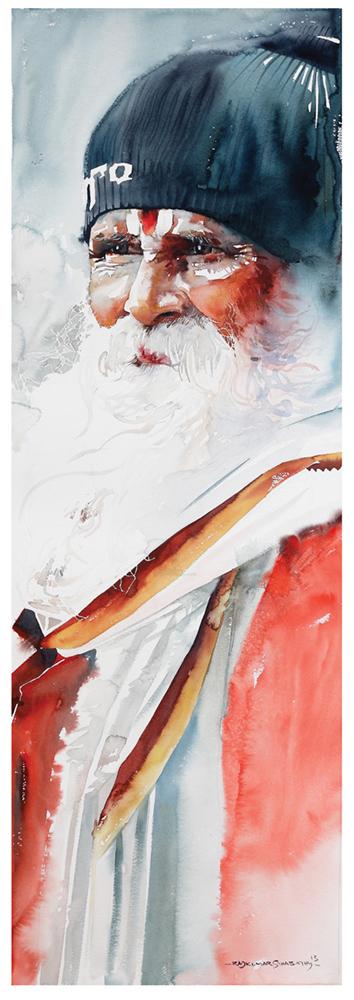 Kumbhmela Series 16|R. Rajkumar Sthabathy- Water Color on Paper, 2013, 45 x 15 inches