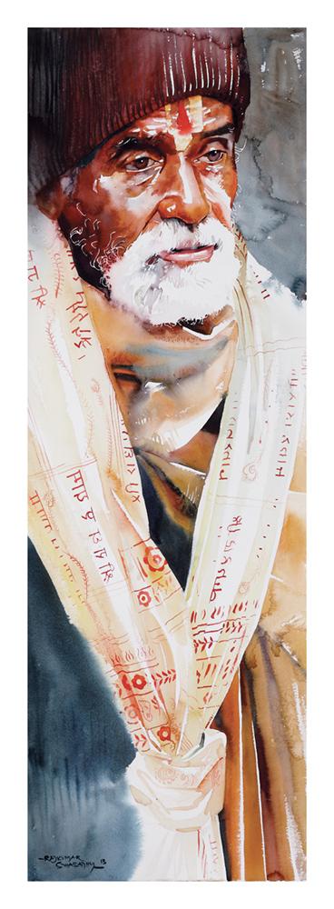 Kumbhmela Series 18|R. Rajkumar Sthabathy- Water Color on Paper, 2013, 45 x 15 inches