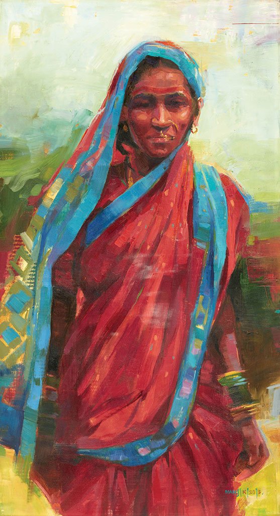 A Lady|Manjiri More- Oil on Canvas, 2013, 36 x 18 inches