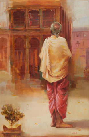 Pujari 2|Manjiri More- Oil on Canvas, 2013, 40 x 26 inches
