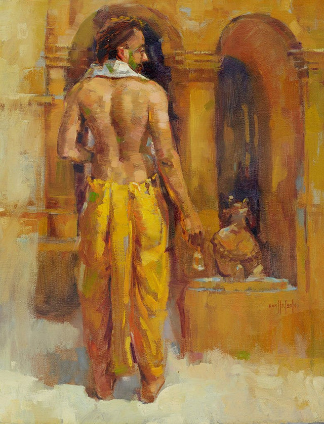 Pujari 4|Manjiri More- Oil on Canvas, 2014, 20 x 16 inches