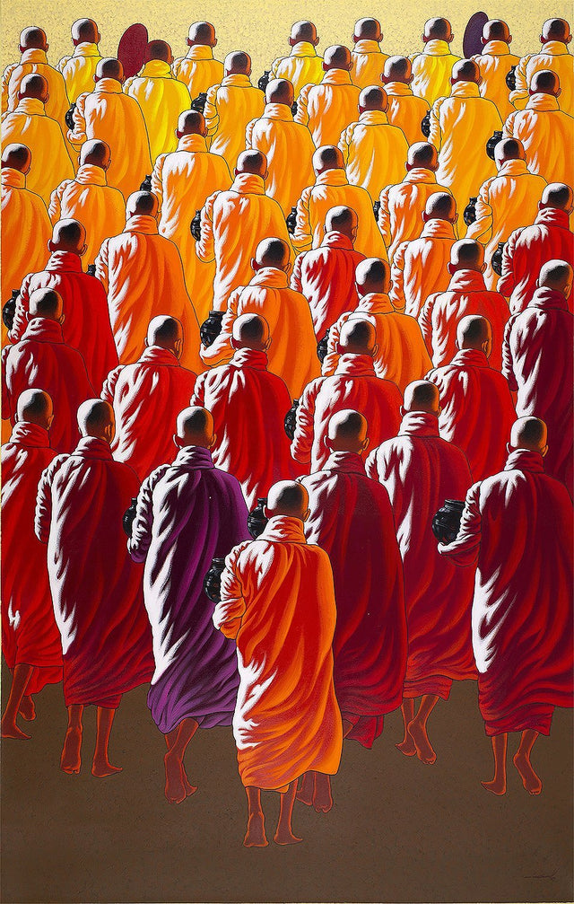 Towards Monastery 1|Min Wae Aung- Acrylic on Canvas, 2017, 66 x 42 inches