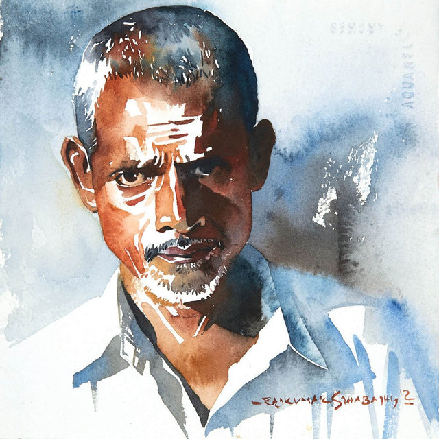 Portrait Series 83|R. Rajkumar Sthabathy- Water Color on Paper, 2012, 7 x 7 inches