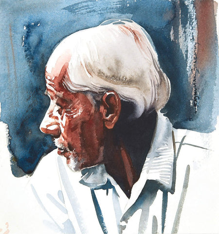 Portrait Series 84|R. Rajkumar Sthabathy- Water Color on Paper, 2012, 7 x 7 inches