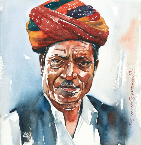 Portrait Series 86|R. Rajkumar Sthabathy- Water Color on Paper, 2012, 7 x 7 inches