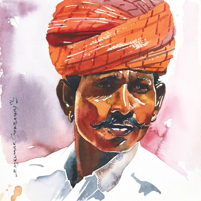 Portrait Series 87|R. Rajkumar Sthabathy- Water Color on Paper, 2012, 7 x 7 inches