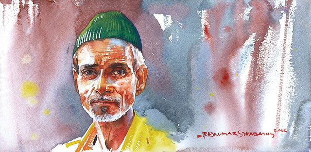 Portrait Series 91|R. Rajkumar Sthabathy- Water Color on Paper, 2016, 7.5 x 15 inches
