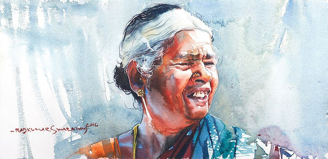 Portrait Series 94|R. Rajkumar Sthabathy- Water Color on Paper, 2016, 7.5 x 15 inches