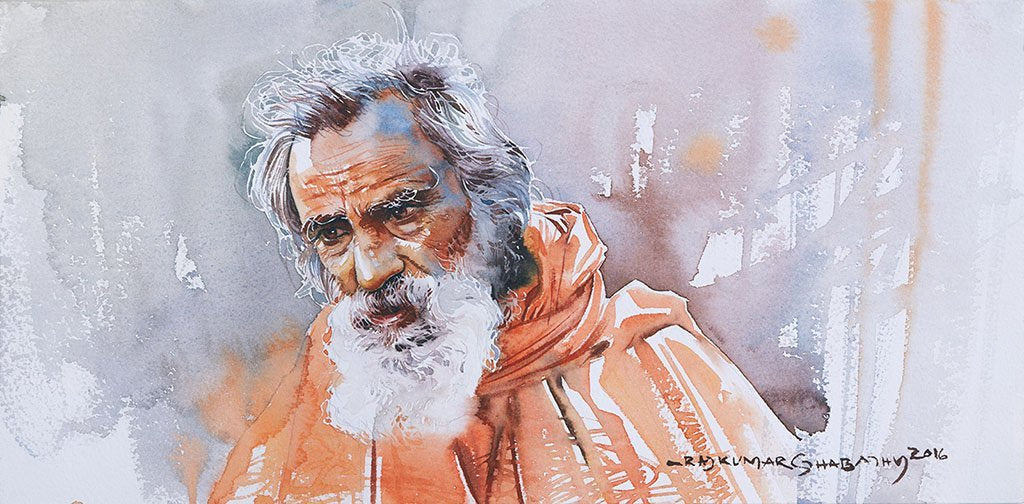 Portrait Series 99|R. Rajkumar Sthabathy- Water Color on Paper, 2016, 7.5 x 15 inches
