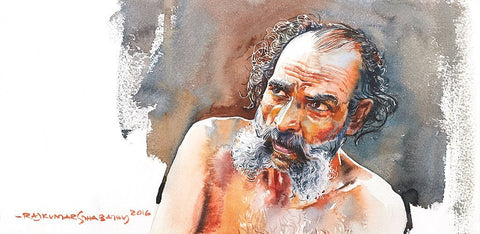 Portrait Series 102|R. Rajkumar Sthabathy- Water Color on Paper, 2016, 7.5 x 15 inches