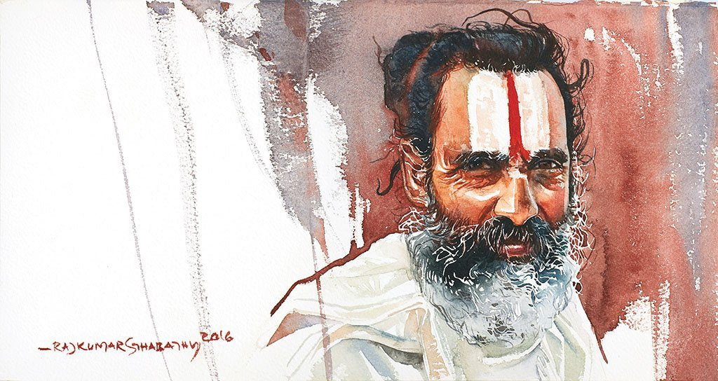 Portrait Series 103|R. Rajkumar Sthabathy- Water Color on Paper, 2016, 7.5 x 15 inches