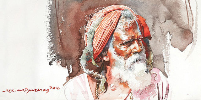 Portrait Series 104|R. Rajkumar Sthabathy- Water Color on Paper, 2016, 7.5 x 15 inches