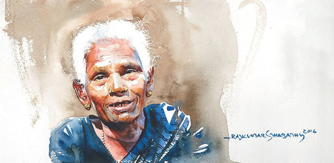 Portrait Series 108|R. Rajkumar Sthabathy- Water Color on Paper, 2016, 7.5 x 15 inches