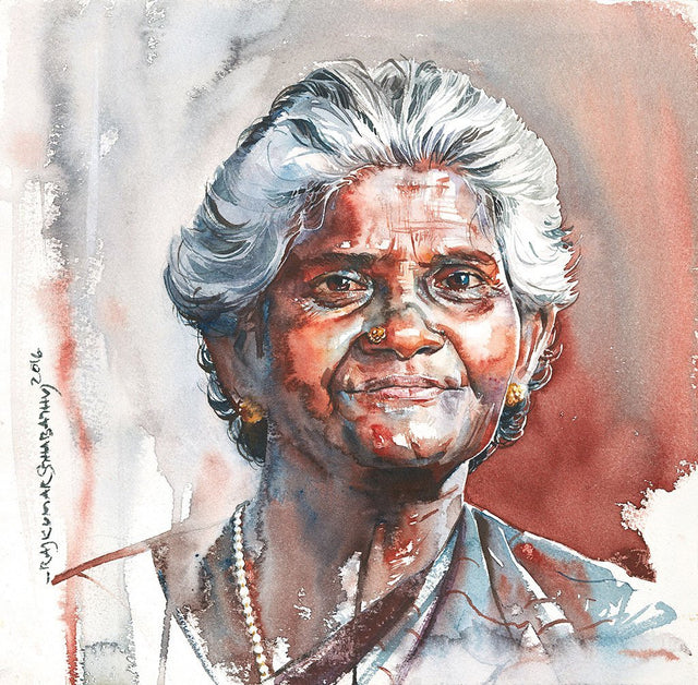 Portrait Series 117|R. Rajkumar Sthabathy- Water Color on Paper, 2016, 11.5 x 11.5 inches
