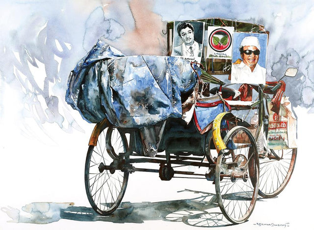 Rickshaw Series 50|R. Rajkumar Sthabathy- Water Color on Paper, 2010, 22 x 30 inches