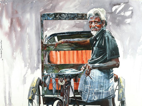 Rickshaw Series 51|R. Rajkumar Sthabathy- Water Color on Paper, 2014, 22 x 30 inches