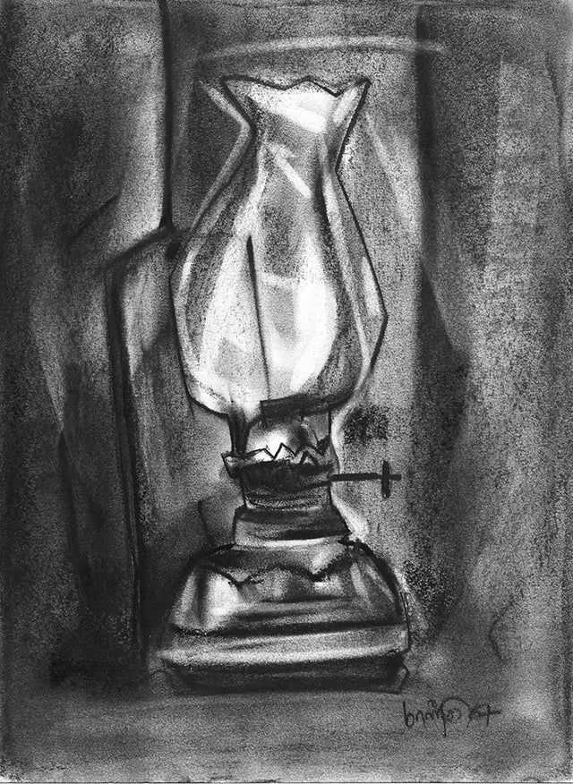 Still Life 6|S. Mark Rathinaraj- Charcoal on Board, , 13.5 x 9.75  inches