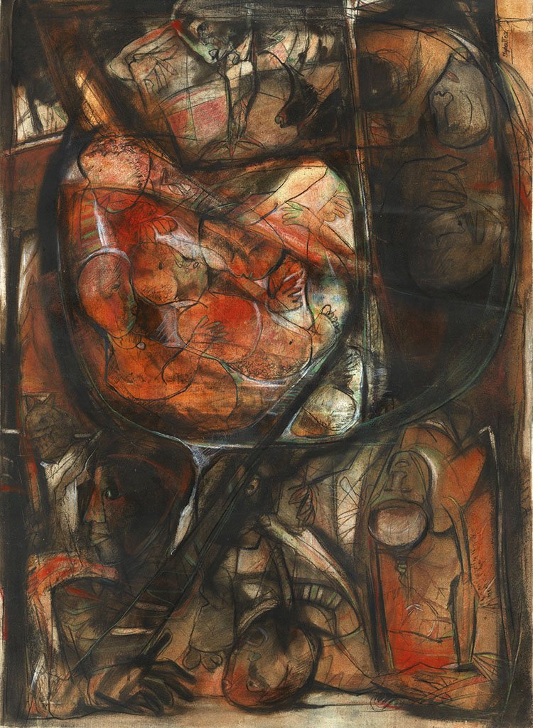 Untitled 42|Tapati Sarkar- Charcoal on Board, 2002, 28 x 22 inches