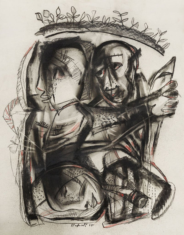 Untitled 43|Tapati Sarkar- Charcoal on Board, 2015, 28 x 22 inches