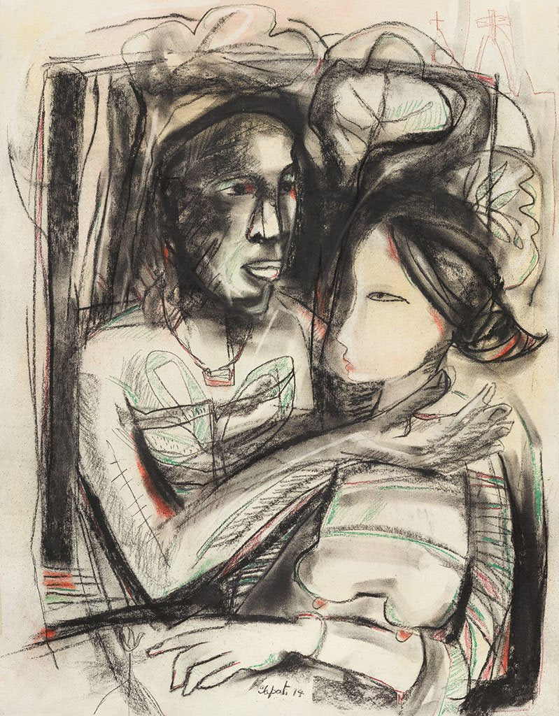 Untitled 45|Tapati Sarkar- Charcoal on Board, 2014, 28 x 22 inches