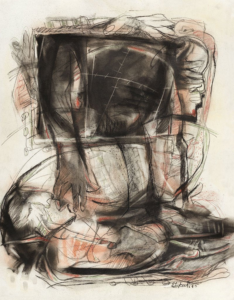 Untitled 46|Tapati Sarkar- Charcoal on Board, 2015, 28 x 22 inches
