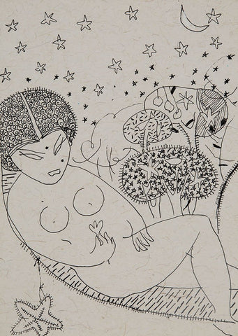 Beside of my Dream 109|A. Vasudevan- Pen and ink on board, 2013, 7 x 5 inches